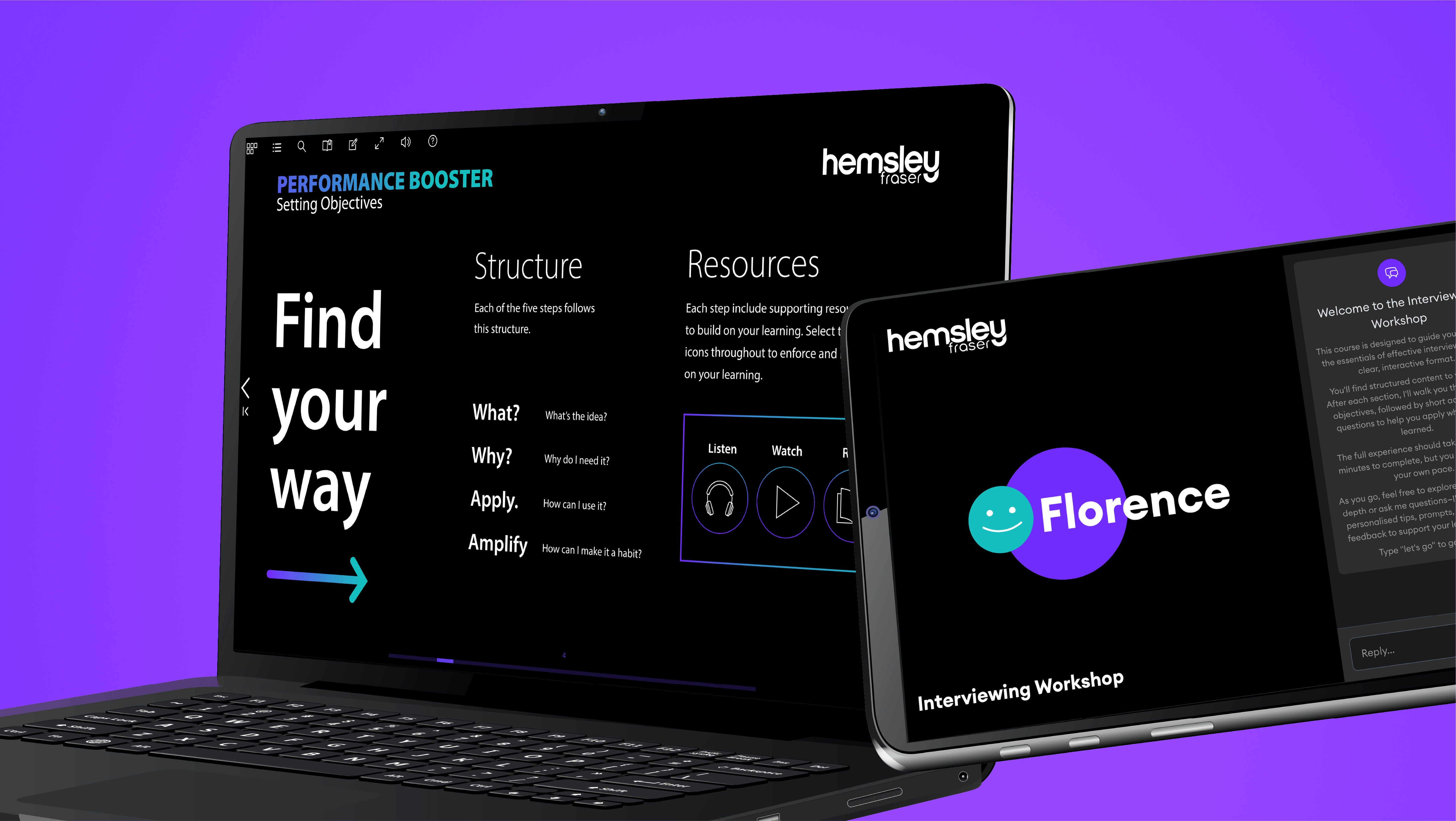 Examples of our new Florence AI on laptop and iPad