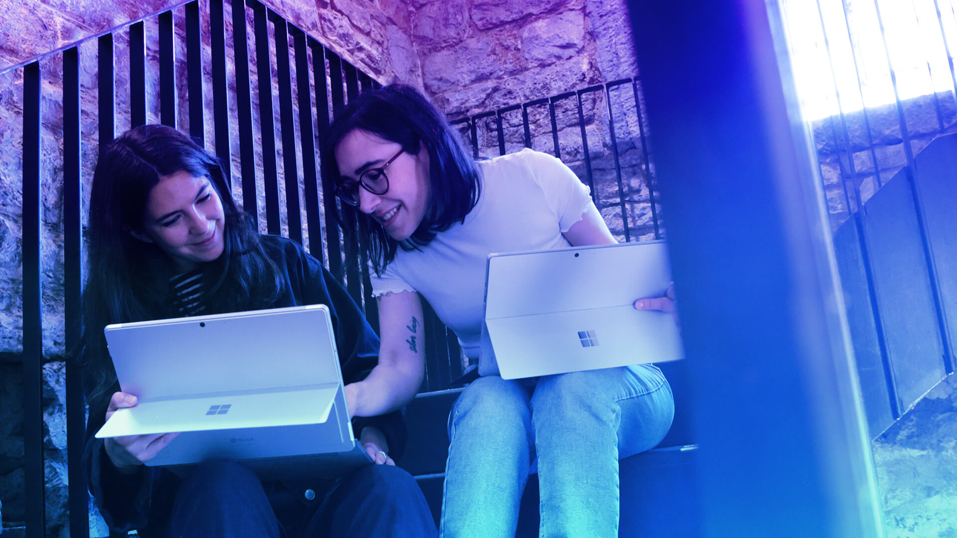 Two people connecting and part of a training and development session